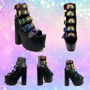 New YRU Rainbow Black Dreamscape Platforms